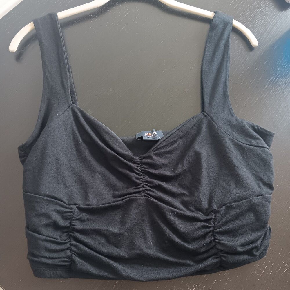 Maeve Anthropologie Black Ruched Sweetheart Crop‎ Top Tank Fairy Whimsigoth